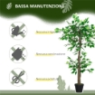 PIANTA ARTIFICIALE ALBERO DEL TÞ CON 546 FOGLIE REALISTICHE E VASO CEMENTO 120 CM VERDE