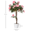 PIANTA FINTA DI ROSA DA 21 FIORI CON VASO RIEMPITO IN CEMENTO E MUSCHIO, Ï18X90 CM, ROSA