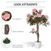 PIANTA FINTA DI ROSA DA 21 FIORI CON VASO RIEMPITO IN CEMENTO E MUSCHIO, Ï18X90 CM, ROSA
