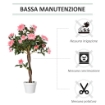 PIANTA FINTA DI ROSA DA 21 FIORI CON VASO RIEMPITO IN CEMENTO E MUSCHIO, Ï18X90 CM, ROSA
