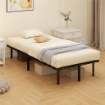 STRUTTURA LETTO INDUSTRIALE A 28 DOGHE CON SPAZIO CONTENITORE, IN LEGNO E ACCIAIO, 190X90X31 CM, NERO E LEGNO