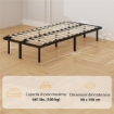 STRUTTURA LETTO INDUSTRIALE A 28 DOGHE CON SPAZIO CONTENITORE, IN LEGNO E ACCIAIO, 190X90X31 CM, NERO E LEGNO