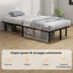 STRUTTURA LETTO INDUSTRIALE A 28 DOGHE CON SPAZIO CONTENITORE, IN LEGNO E ACCIAIO, 190X90X31 CM, NERO E LEGNO
