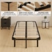 STRUTTURA LETTO INDUSTRIALE A 28 DOGHE CON SPAZIO CONTENITORE, IN LEGNO E ACCIAIO, 190X90X31 CM, NERO E LEGNO