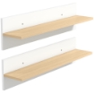 SET 2 MENSOLE DA PARETE PER CASA E UFFICIO IN LEGNO, 80X16.5X20 CM, BIANCO E COLOR LEGNO