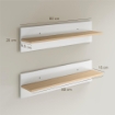 SET 2 MENSOLE DA PARETE PER CASA E UFFICIO IN LEGNO, 80X16.5X20 CM, BIANCO E COLOR LEGNO