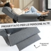 POLTRONA RECLINABILE 132¦ MAX IN TESSUTO EFFETTO LINO CON POGGIAPIEDI, 74X84X102 CM, GRIGIO