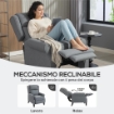 POLTRONA RECLINABILE 132¦ MAX IN TESSUTO EFFETTO LINO CON POGGIAPIEDI, 74X84X102 CM, GRIGIO