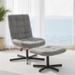 POLTRONA RECLINABILE SU 4 LIVELLI EFFETTO VELLUTO CON POGGIAPIEDI INDIPENDENTE, 66X80X93-104 CM, GRIGIO