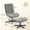 POLTRONA RECLINABILE SU 4 LIVELLI EFFETTO VELLUTO CON POGGIAPIEDI INDIPENDENTE, 66X80X93-104 CM, GRIGIO
