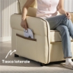 POLTRONA DA SALOTTO MODERNA CON IMBOTTITURA SPESSA, TASCA LATERALE E RIVESTIMENTO IN FINTA PELLE, BEIGE