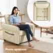 POLTRONA DA SALOTTO MODERNA CON IMBOTTITURA SPESSA, TASCA LATERALE E RIVESTIMENTO IN FINTA PELLE, BEIGE