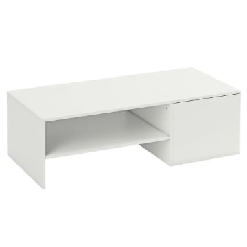 TAVOLINO DA CAFFÞ IN LEGNO CON PIANO SCORREVOLE E RIPIANO APERTO E A SCOMPARSA, 110X52X36 CM, BIANCO