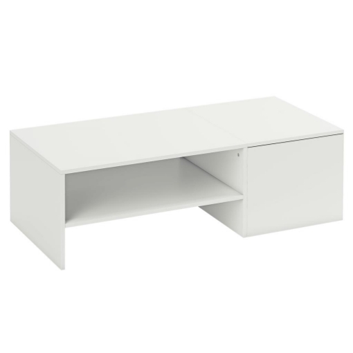 TAVOLINO DA CAFFÞ IN LEGNO CON PIANO SCORREVOLE E RIPIANO APERTO E A SCOMPARSA, 110X52X36 CM, BIANCO