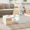 TAVOLINO DA CAFFÞ IN LEGNO CON PIANO SCORREVOLE E RIPIANO APERTO E A SCOMPARSA, 110X52X36 CM, BIANCO