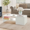 TAVOLINO DA CAFFÞ IN LEGNO CON PIANO SCORREVOLE E RIPIANO APERTO E A SCOMPARSA, 110X52X36 CM, BIANCO