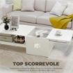 TAVOLINO DA CAFFÞ IN LEGNO CON PIANO SCORREVOLE E RIPIANO APERTO E A SCOMPARSA, 110X52X36 CM, BIANCO