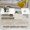 TAVOLINO DA CAFFÞ IN LEGNO CON PIANO SCORREVOLE E RIPIANO APERTO E A SCOMPARSA, 110X52X36 CM, BIANCO