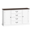 CREDENZA DA CUCINA STILE VINTAGE CON 4 CASSETTI E 2 ARMADIETTI CON MENSOLE REGOLABILI, 147X40X87, LEGNO BIANCO