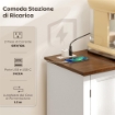 CREDENZA DA CUCINA STILE VINTAGE CON 4 CASSETTI E 2 ARMADIETTI CON MENSOLE REGOLABILI, 147X40X87, LEGNO BIANCO
