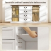 CREDENZA DA CUCINA STILE VINTAGE CON 4 CASSETTI E 2 ARMADIETTI CON MENSOLE REGOLABILI, 147X40X87, LEGNO BIANCO