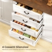 CREDENZA DA CUCINA STILE VINTAGE CON 4 CASSETTI E 2 ARMADIETTI CON MENSOLE REGOLABILI, 147X40X87, LEGNO BIANCO