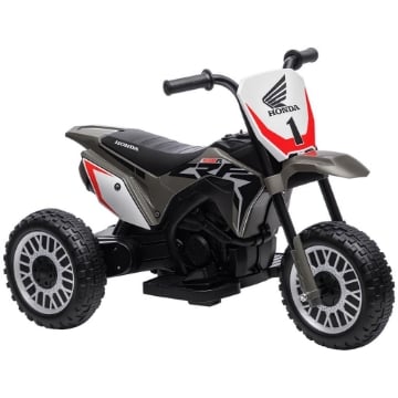 MOTO DA CROSS ELETTRICA PER BAMBINI LICENZA HONDA CRF450RL A 3 RUOTE CON CLACSON, 71X40.5X43.5 CM, GRIGIO