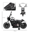 MOTO ELETTRICA PER BAMBINI 18-36 MESI CON ROTELLE E FANALE, 76X42X57 CM, BIANCO E NERO