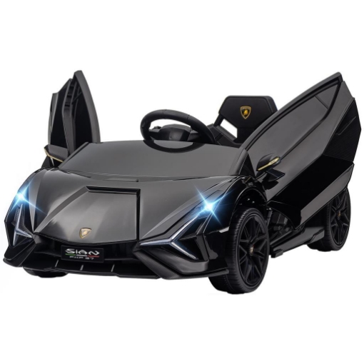 MACCHINA ELETTRICA PER BAMBINI 3-5 ANNI LAMBORGHINI 12V CON TELECOMANDO E VELOCITÀ 3-5KM/H, NERO