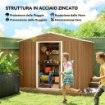 CASETTA DA GIARDINO IN LAMIERA DI ACCIAIO CON PORTE SCORREVOLI, 236X174X190CM, MARRONE