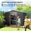 CASETTA DA GIARDINO 2.3X1.7 M IN ACCIAIO CON PRESE D'ARIA E DOPPIA PORTA SCORREVOLE, GRIGIO SCURO