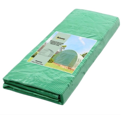 TELO SERRA IN PE CON 8 FINESTRE, PORTA AVVOLGIBILE E BORDI INTERRATI, 4X3X2 M, VERDE