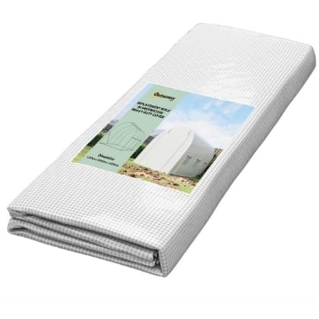 TELO SERRA IN PE CON 6 FINESTRE, PORTA AVVOLGIBILE E BORDI INTERRATI, 3X2X2 M, BIANCO