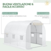 TELO SERRA IN PE CON 6 FINESTRE, PORTA AVVOLGIBILE E BORDI INTERRATI, 3X2X2 M, BIANCO
