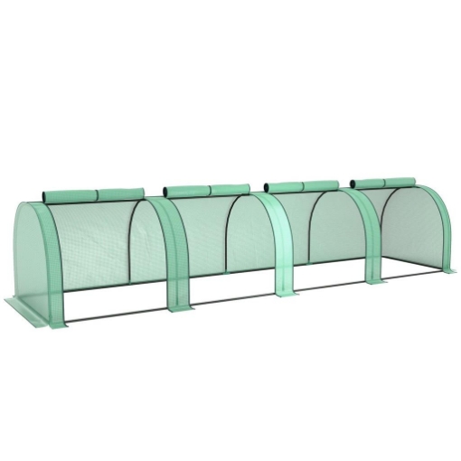 SERRA A TUNNEL IN ACCIAIO E PLASTICA IMPERMEABILE ANTI UV CON 4 PORTE, 395X100X80 CM, VERDE