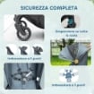 PASSEGGINO PER BAMBINI CON TETTUCCIO REGOLABILE E SACCA PORTAOGGETTI, 87X50X103 CM, BLU E NERO