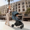 PASSEGGINO PER BAMBINI CON TETTUCCIO REGOLABILE E SACCA PORTAOGGETTI, 87X50X103 CM, BLU E NERO
