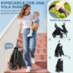 PASSEGGINO PER BAMBINI CON TETTUCCIO REGOLABILE E SACCA PORTAOGGETTI, 87X50X103 CM, BLU E NERO