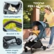 PASSEGGINO PER BAMBINI CON TETTUCCIO REGOLABILE E SACCA PORTAOGGETTI, 87X50X103 CM, BLU E NERO