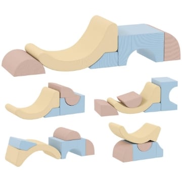 SET 5 COSTRUZIONI MORBIDE PER BAMBINI 1.5-8 ANNI, IN TESSUTO EFFETTO VELLUTO E SPUGNA, MULTICOLORE