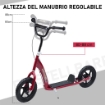 MONOPATTINO PER BAMBINI 5-12 ANNI CON FRENO POSTERIORE E MANUBRIO REGOLABILE, 120X52X80-88 CM, ROSSO