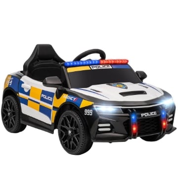 MACCHINA ELETTRICA PER BAMBINI DELLA POLIZIA CON TELECOMANDO, CLACSON E MUSICA INTEGRATA, 96X60X45 CM