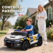 MACCHINA ELETTRICA PER BAMBINI DELLA POLIZIA CON TELECOMANDO, CLACSON E MUSICA INTEGRATA, 96X60X45 CM