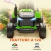 TRATTORE ELETTRICO PER BAMBINI CON RIMORCHIO STACCABILE E TELECOMANDO, IN PLASTICA E METALLO, 139X58X55 CM, VERDE