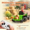 TRATTORE ELETTRICO PER BAMBINI CON RIMORCHIO STACCABILE E TELECOMANDO, IN PLASTICA E METALLO, 139X58X55 CM, VERDE