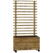 FIORIERA VERTICALE CON 4 RUOTE E TRALICCIO PER PIANTE RAMPICANTI IN LEGNO, 76X30X155 CM, COLOR LEGNO