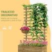 FIORIERA VERTICALE CON 4 RUOTE E TRALICCIO PER PIANTE RAMPICANTI IN LEGNO, 76X30X155 CM, COLOR LEGNO