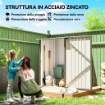 CASETTA DA GIARDINO PORTA ATTREZZI IN ACCIAIO GALVANIZZATO CON PORTA, 100X104X160 CM, MARRONE E BIANCO