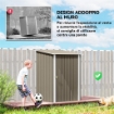 CASETTA DA GIARDINO PORTA ATTREZZI IN ACCIAIO GALVANIZZATO CON PORTA, 100X104X160 CM, MARRONE E BIANCO