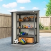 CASETTA DA GIARDINO PORTA ATTREZZI IN ACCIAIO GALVANIZZATO CON PORTA, 100X104X160 CM, GRIGIO SCURO